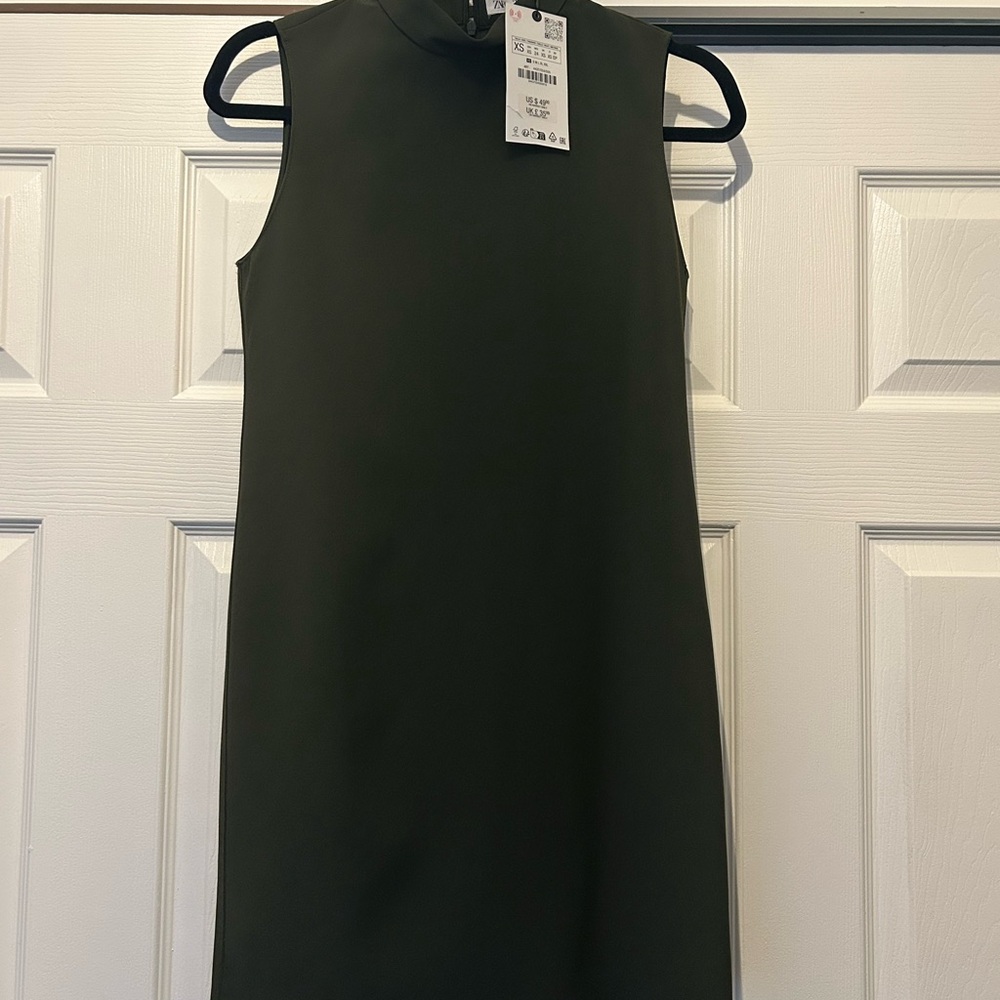 Zara Olive Green Sleeveless Mini Dress